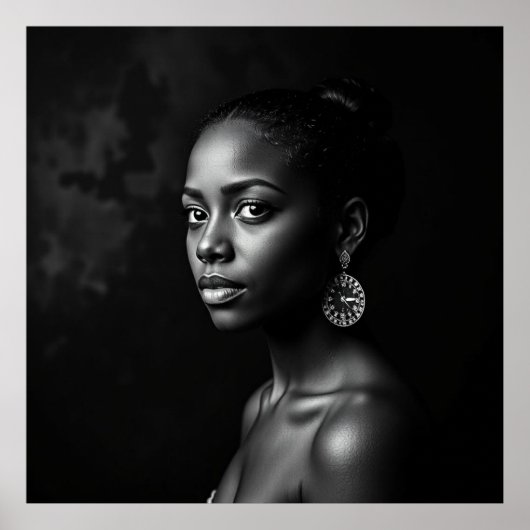 Elegantes weibliches Portrait - Holzkohle Schwarz Poster (Vorne)