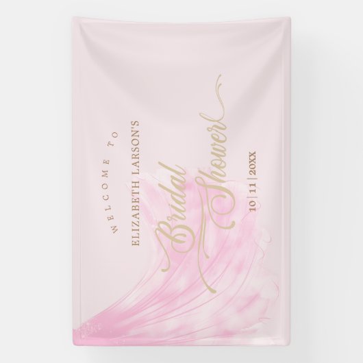 Elegantes, weich rosa Hochzeitskleid Brautparty Banner (Vertikal)