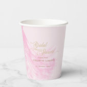 Elegantes, weich rosa Hochzeitskleid Brautparty Pappbecher (Rückseite)