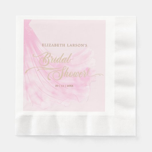 Elegantes, weich rosa Hochzeitskleid Brautparty Serviette (Vorderseite)