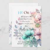 Elegantes, weiches Blumengeschlecht - Einladung (Vorne/Hinten)