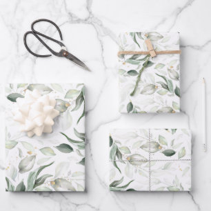 Elegantes, weiches Gold, botanisches Blattwerk in  Geschenkpapier Set