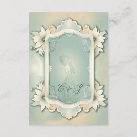 Elegantes, weiches, grünes Blumendesign. Begleitkarte (Rückseite)