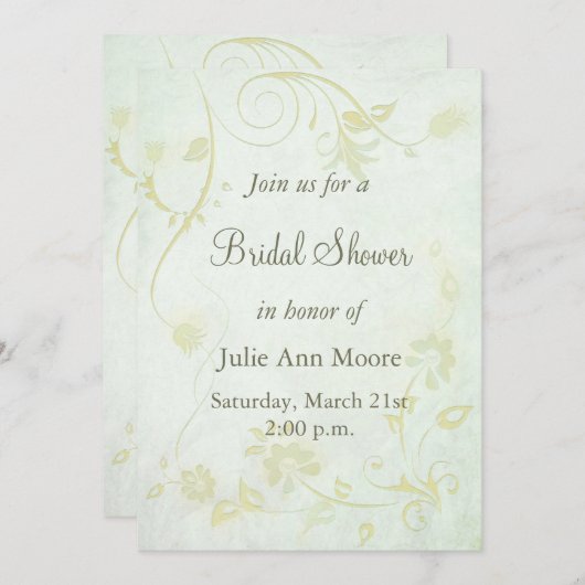 Elegantes weiches, grünes Vintages Brautparty Einladung (Vorne/Hinten)