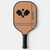 Elegantes, weiches Muster mit Monogramm Pickleball Schläger (Rückseite)