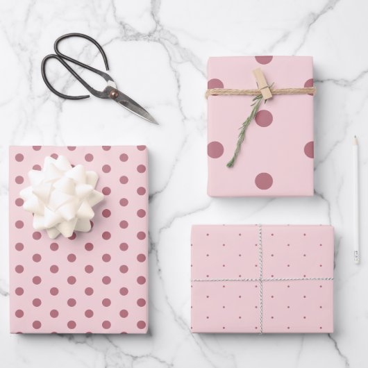 Elegantes weiches Polka Dot Geschenkpapier Set (Vorderseite)