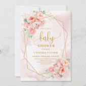 Elegantes, weiches, rosa und goldfarbenes Mädchen- Einladung (Vorderseite)