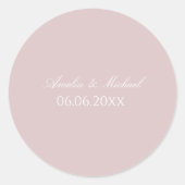 Elegantes Weichrosa Save the Date Runder Aufkleber (Vorderseite)