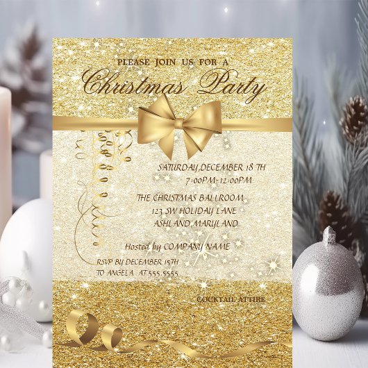 Elegantes Weihnachten, Glitterie, Corporate Party Einladung