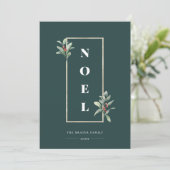 Elegantes WEIHNACHTEN Gold Winter Berry Frame Foto (Stehend Vorderseite)