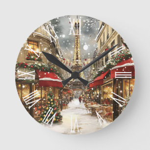 Elegantes Weihnachten in Paris Urlaub Runde Wanduhr