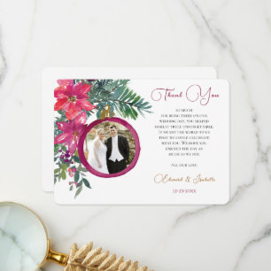 Elegantes Weihnachten Poinsettia Florales Hochzeit Dankeskarte