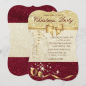 Elegantes Weihnachten, Red Gold Glitzer Corporate  Einladung (Vorne/Hinten)