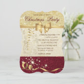 Elegantes Weihnachten, Red Gold Glitzer Corporate  Einladung (Stehend Vorderseite)