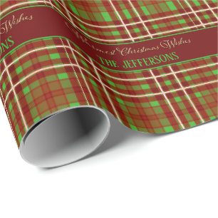Elegantes Weihnachten Rot Grün tartan kariert gold Geschenkpapier