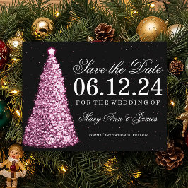 Elegantes Weihnachten Save the Date Rosa Ankündigungspostkarte