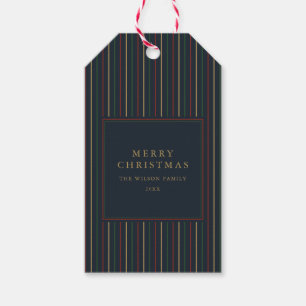 Elegantes Weihnachten Vintage-Streifen Geschenkanhänger