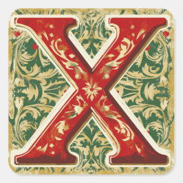 Elegantes Weihnachten X: Rot, Grün, Gold Quadratischer Aufkleber