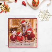 Elegantes Weihnachts 1 Foto Rot und Gold Script Mitteilungskarte