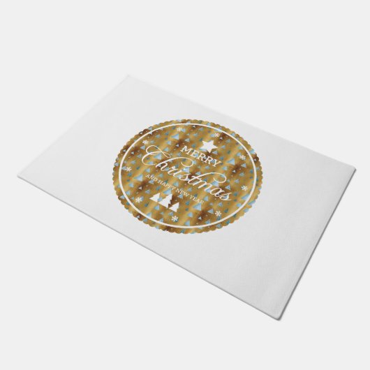 Elegantes Weihnachts-Abzeichen Sparkling in Gold G Fußmatte (Schrägansicht)