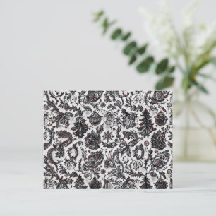 Elegantes Weihnachts-Blumen-Ornament-Musterdesign Feiertagspostkarte