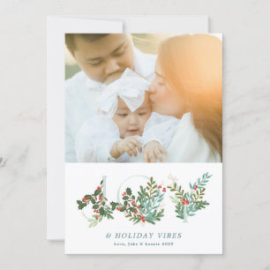 Elegantes Weihnachts-Botanisches Berries JOY-Foto Feiertagskarte