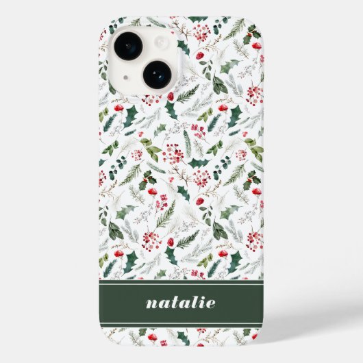 Elegantes Weihnachts-Botanisches Muster Case-Mate iPhone Hülle (Rückseite)