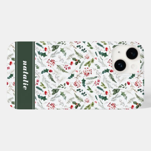 Elegantes Weihnachts-Botanisches Muster Case-Mate iPhone Hülle (Rückseite (Horizontal))