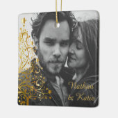 Elegantes Weihnachts Couple Custom Foto Keramikornament (Links)