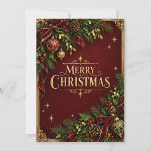 Elegantes Weihnachts-Erbe, Vintage-Botanik neu Dankeskarte