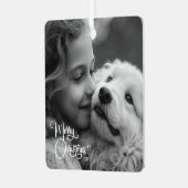 Elegantes Weihnachts-Familienbild Ornament Aus Metall (Vorderseite links)