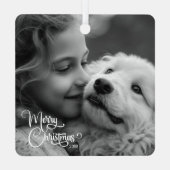 Elegantes Weihnachts-Familienbild Ornament Aus Metall (Rückseite)