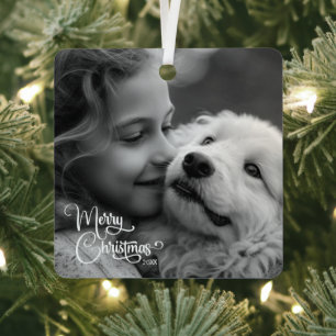 Elegantes Weihnachts-Familienbild Ornament Aus Metall