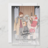 Elegantes Weihnachts-Foto | Dunkelgrau Feiertagskarte (Vorderseite)