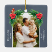 Elegantes Weihnachts-Foto Keramikornament (Rückseite)