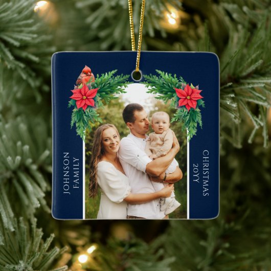 Elegantes Weihnachts-Foto Keramikornament (Baum)