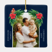 Elegantes Weihnachts-Foto Keramikornament (Rückseite)