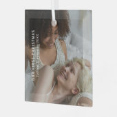 Elegantes Weihnachts-Foto Ornament Aus Glas (Vorderseite links)