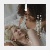 Elegantes Weihnachts-Foto Ornament Aus Glas (Rückseite)