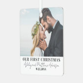 Elegantes Weihnachts-Foto Ornament Aus Metall (Vorderseite links)