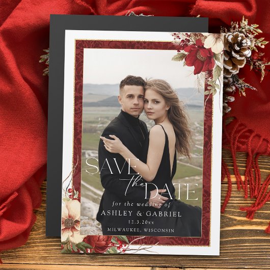 Elegantes Weihnachts-Foto Save the Date Magneteinladung