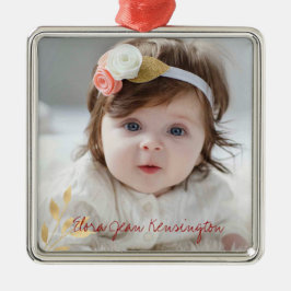 Elegantes Weihnachts-Gold-Blätter Foto Ornament Aus Metall