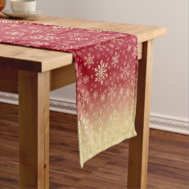 Elegantes Weihnachts-Gold-Snowflake-Muster Kurzer Tischläufer