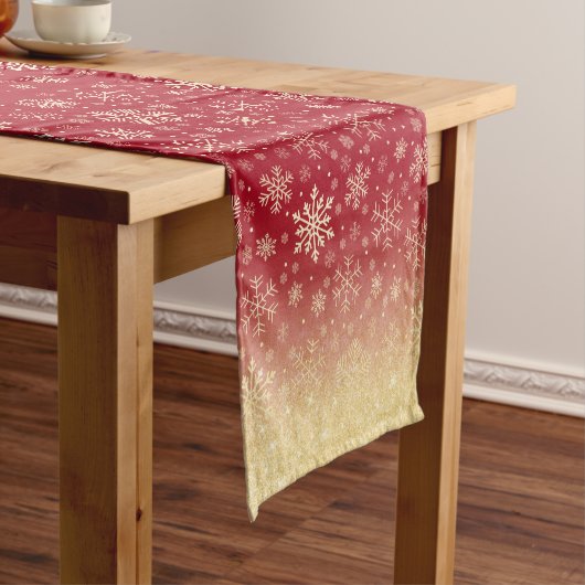 Elegantes Weihnachts-Gold-Snowflake-Muster Kurzer Tischläufer (Beispiel)