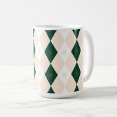 Elegantes Weihnachts-Harlequin-Muster mit Schneefl Kaffeetasse (VorderseiteRechts)