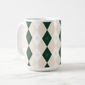 Elegantes Weihnachts-Harlequin-Muster mit Schneefl Kaffeetasse (Vorderseite Links)