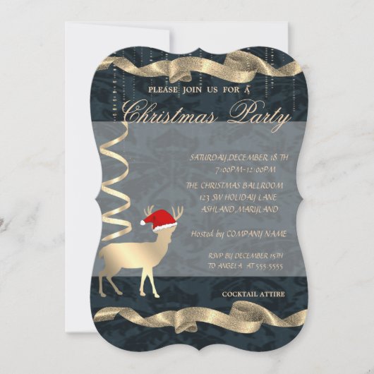 Elegantes Weihnachts-Hirsch-Weihnachtsmannmütze, W Einladung (Vorderseite)