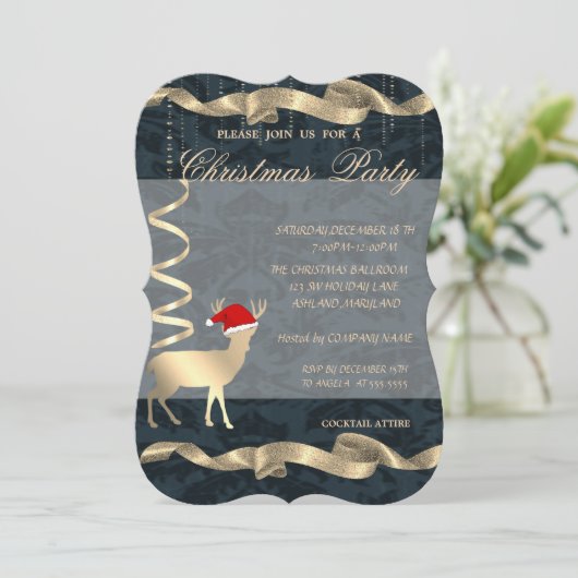 Elegantes Weihnachts-Hirsch-Weihnachtsmannmütze, W Einladung (Stehend Vorderseite)