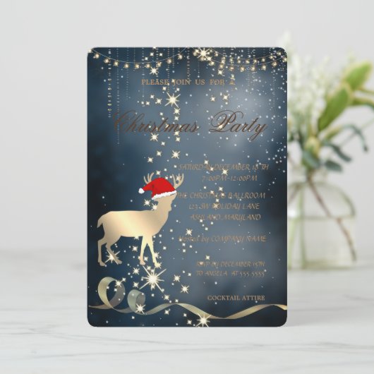 Elegantes Weihnachts-Hirsch-Weihnachtsmannmütze, W Einladung (Stehend Vorderseite)