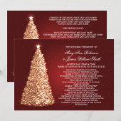 Elegantes Weihnachts-Hochzeitsprogramm Gold Rot Programm (Vorne/Hinten)